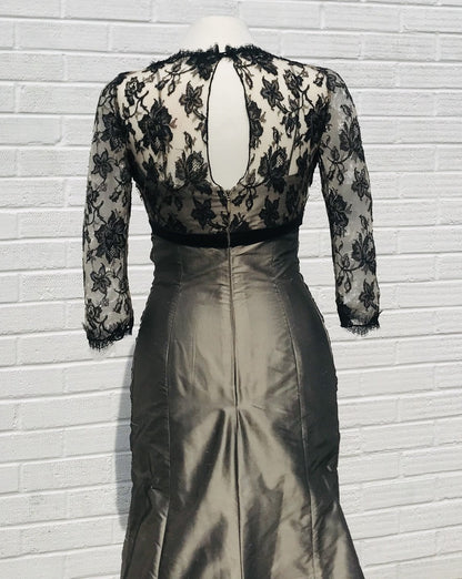 Linea Raffaeli long silk dress with black lace - 121-839 - Lucindas on-line
