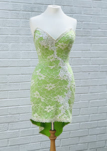 Lime green lace dress with fish tail