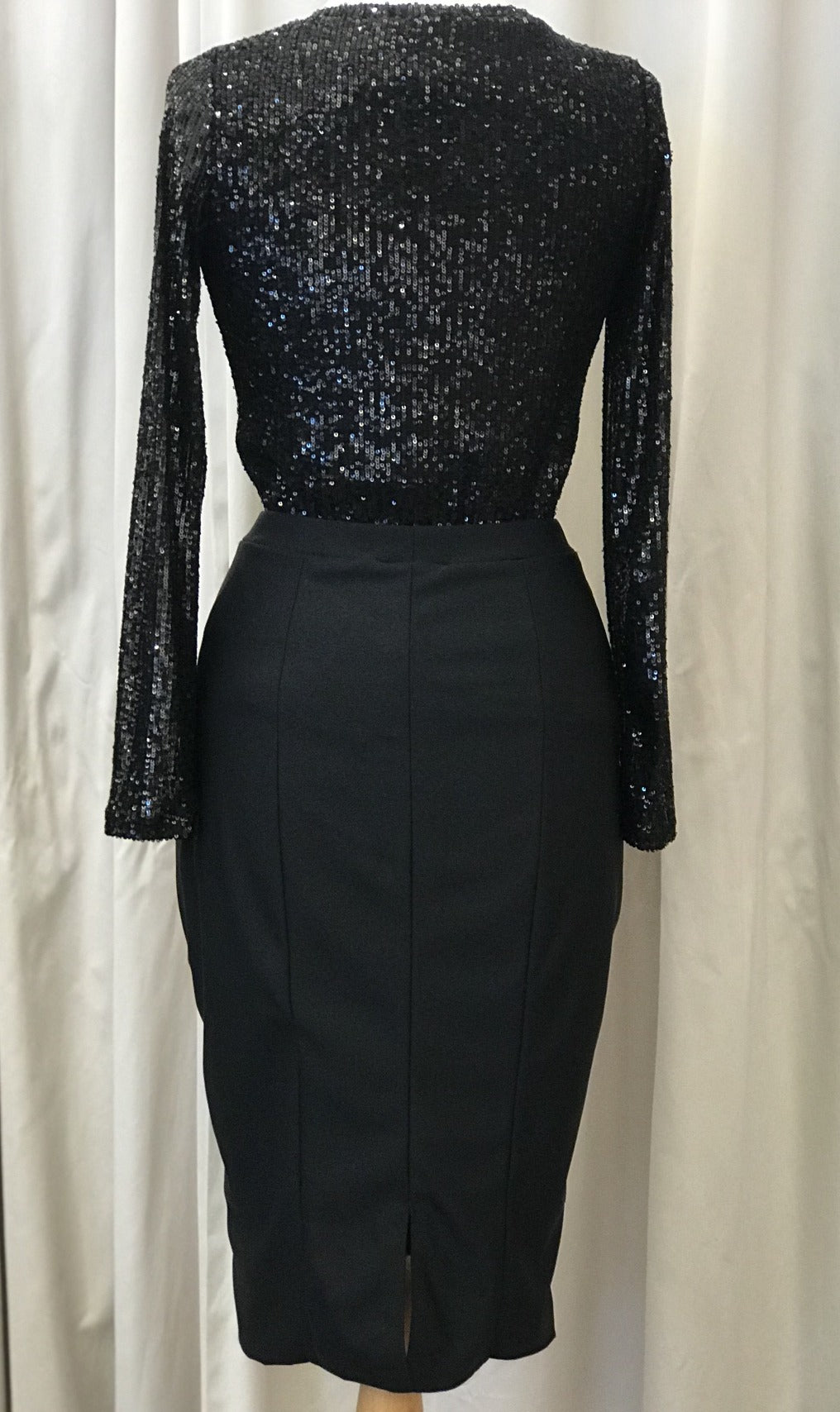 Curve gold sequin black midi pencil skirt - Lucindas on-line