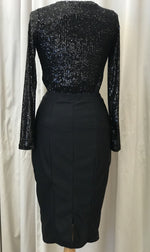 Load image into Gallery viewer, Curve gold sequin black midi pencil skirt - Lucindas on-line
