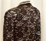 Load image into Gallery viewer, Vintage black lace bolero jacket with pink sequins underlay - Lucindas on-line
