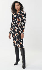 Load image into Gallery viewer, Abstract Animal Print Wrap Dress 223036
