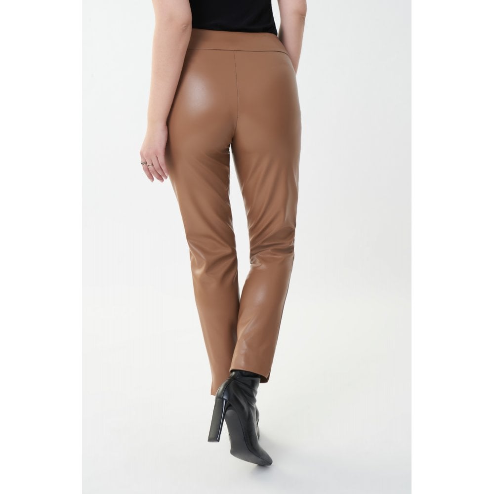 Tan Faux Leather Trousers 223196