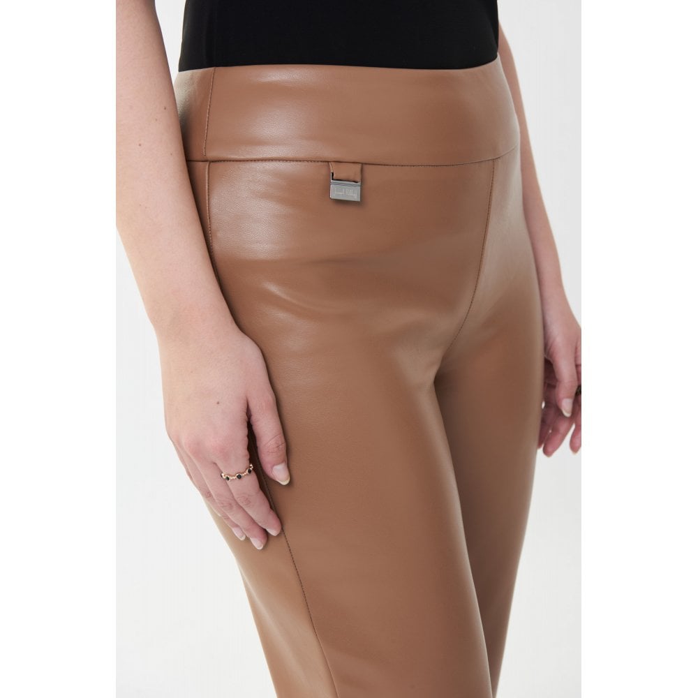 Tan Faux Leather Trousers 223196