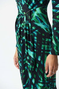 Joseph Ribkoff Green Pleated Wrap Dress 224145
