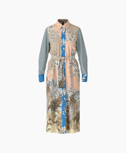 Silk Printed Midi Shirt Dress