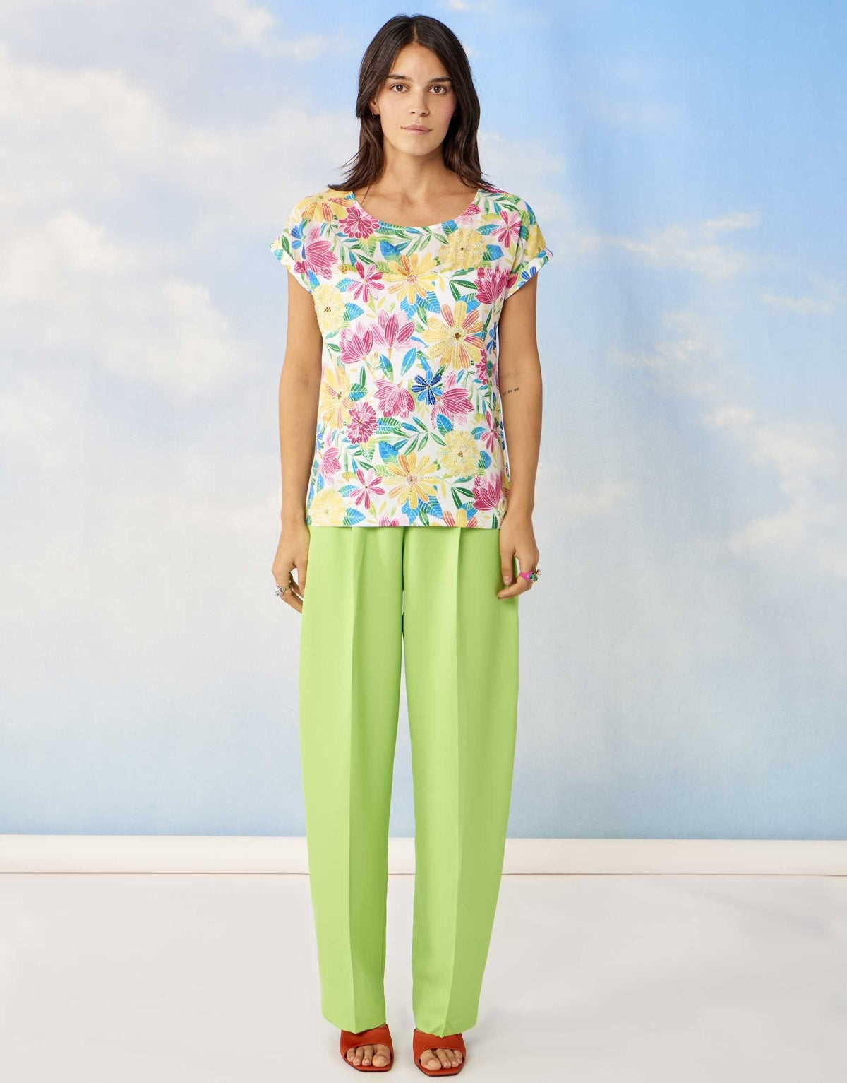 Multicoloured Flower Beaded Top TED827