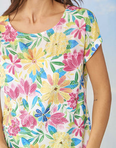 Multicoloured Flower Beaded Top TED827