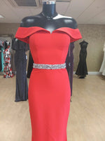 Load image into Gallery viewer, Pia Michi Coral Red Bardot Dress 1817
