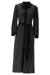 Monochrome Geo Design Maxi Dress V113