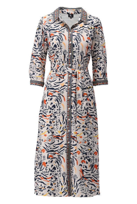 Animal Print Shirt Dress W602